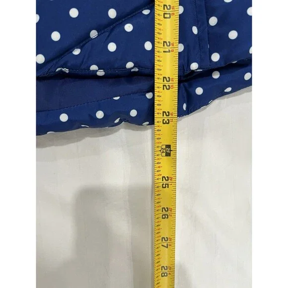 Lands' End Women's XS Down Puffer Vest 600 Fill Blue White Polka Dot Full Zip - Picture 6 of 7